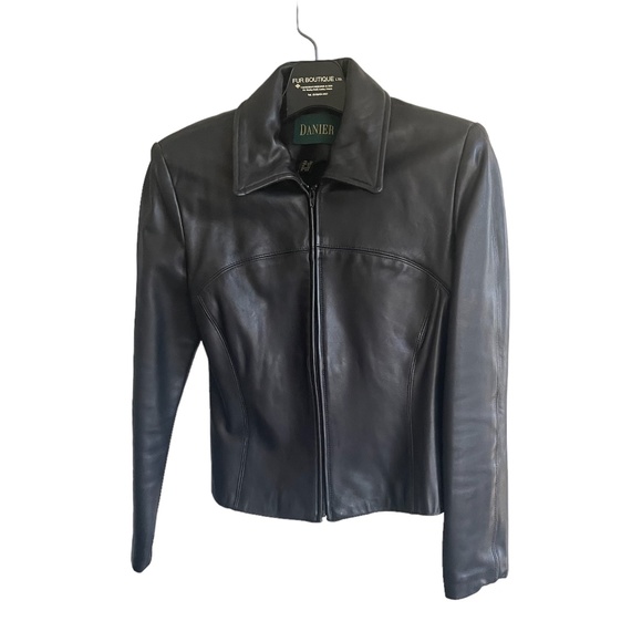 Danier Black Genuine Leather Zip Jacket - Picture 1 of 4